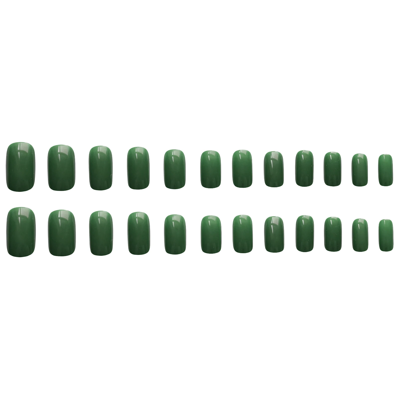 24 stuks groene kunstnagels middellange vierkante druk op nagels effen kleur volledige dekking acryl nepnagels patches voor vrouwen meisjes