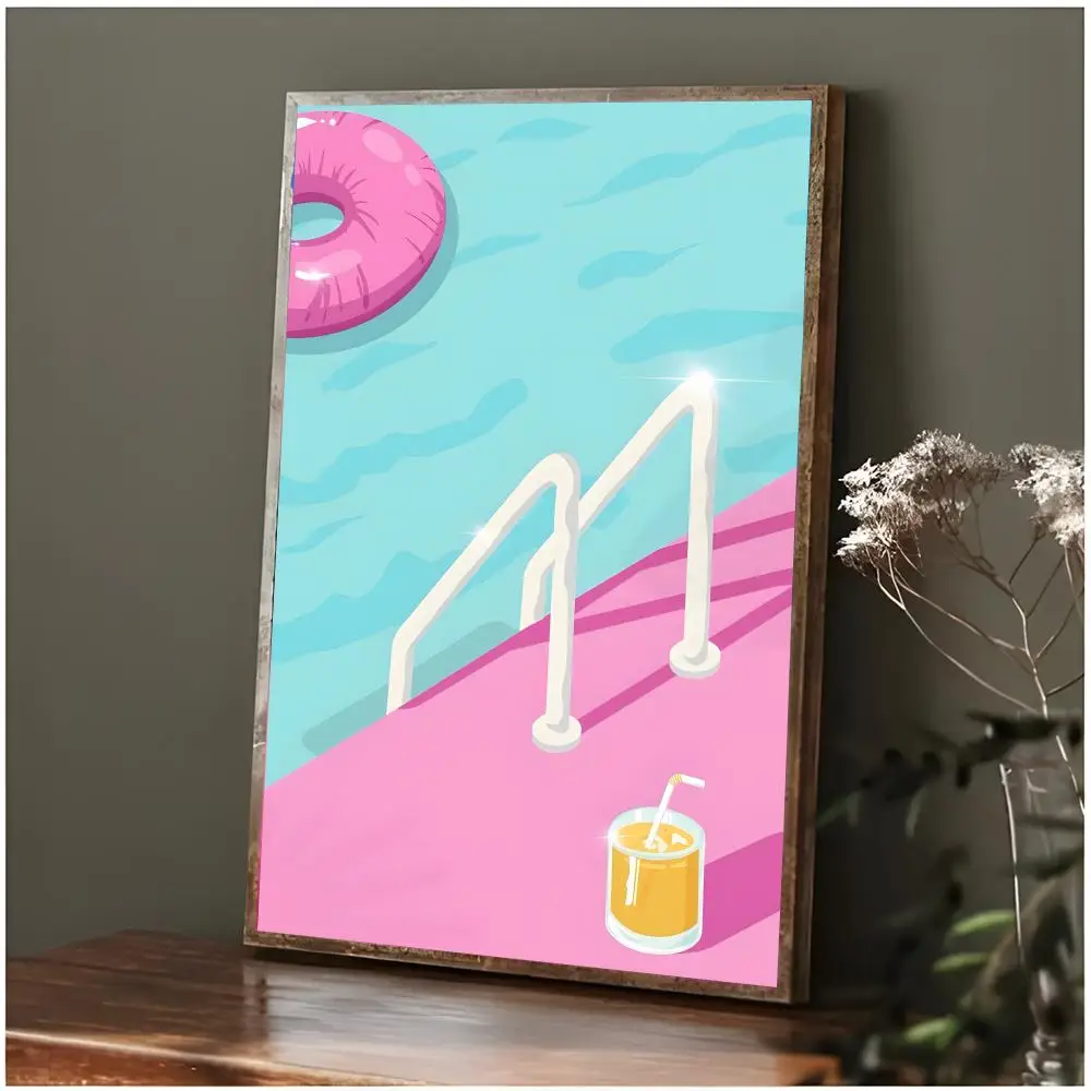 Art Scenery S-Summer Swimming Pool Poster Modern Wall Art Bedroom Living Room Print Unframed