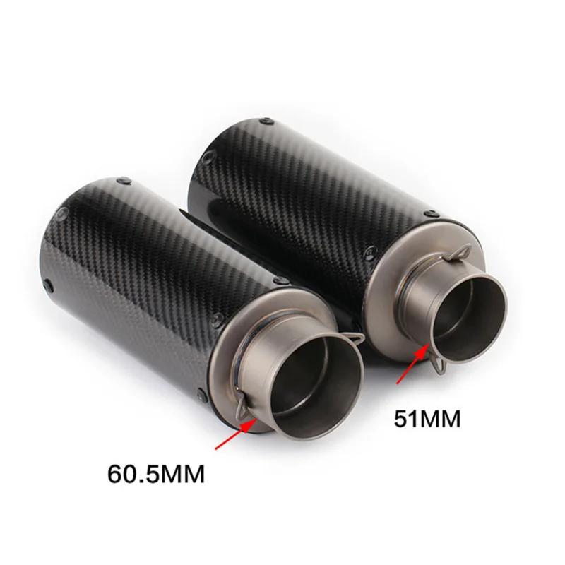 51mm/60mm Carbon Fiber motorcycle pipe exhaust with DB killer Motorcycle Exhaust Pipe Muffler for PCX 125 FZ6 Z 750 Z 900 MT 07