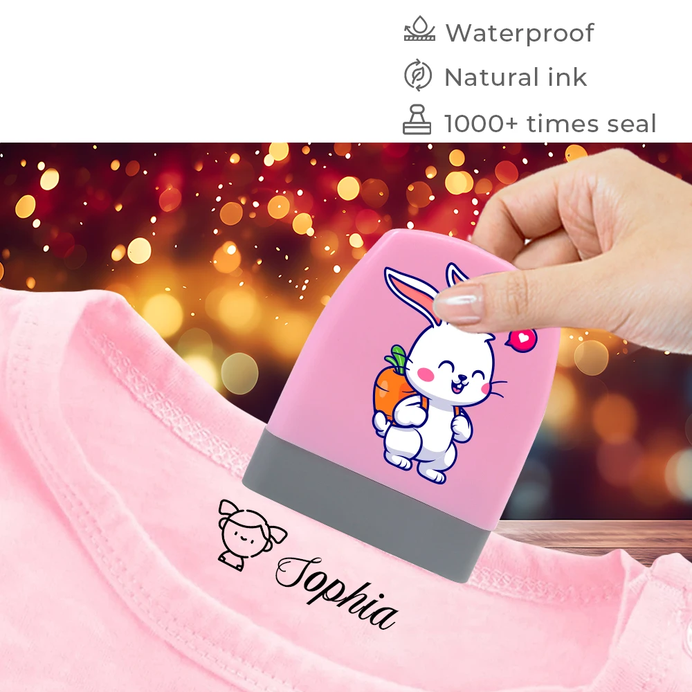 1pc Personalize Custom Name School Uniform Rabbit Stamp Washed Non Fading Fabric And Textile Stamps