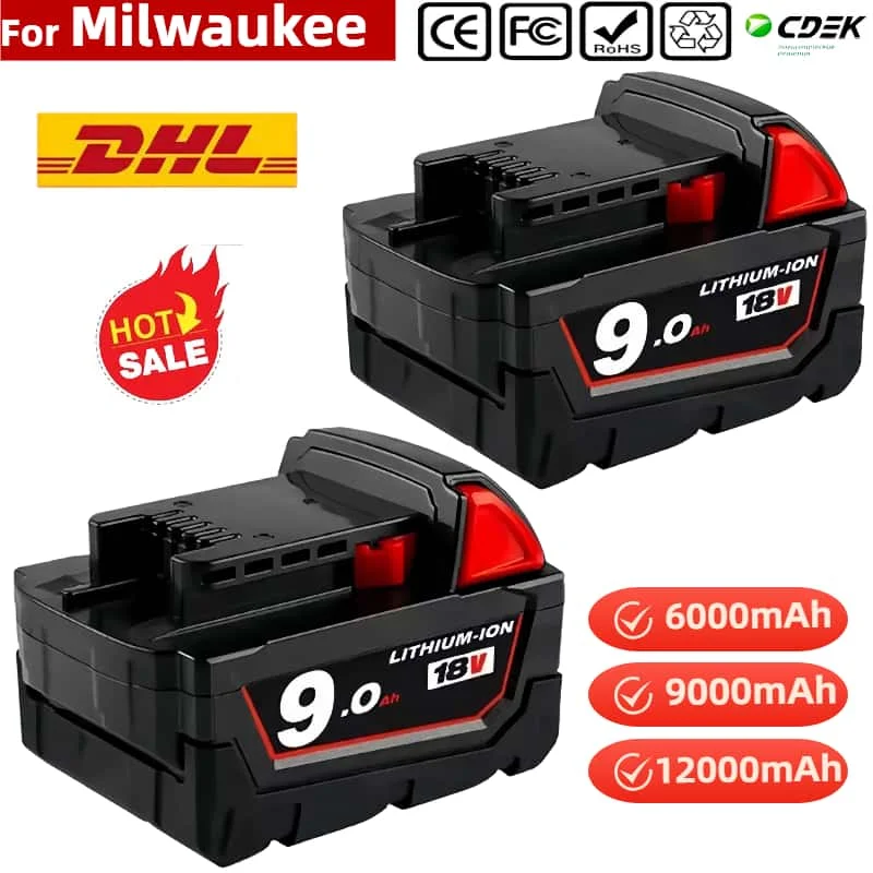 

New for Milwaukee 18V 12000mAh Apply To M18 48-11-1815 48-11-1850 2646-20 2642-21ct Lithium Battery Replacement for Milwaukee