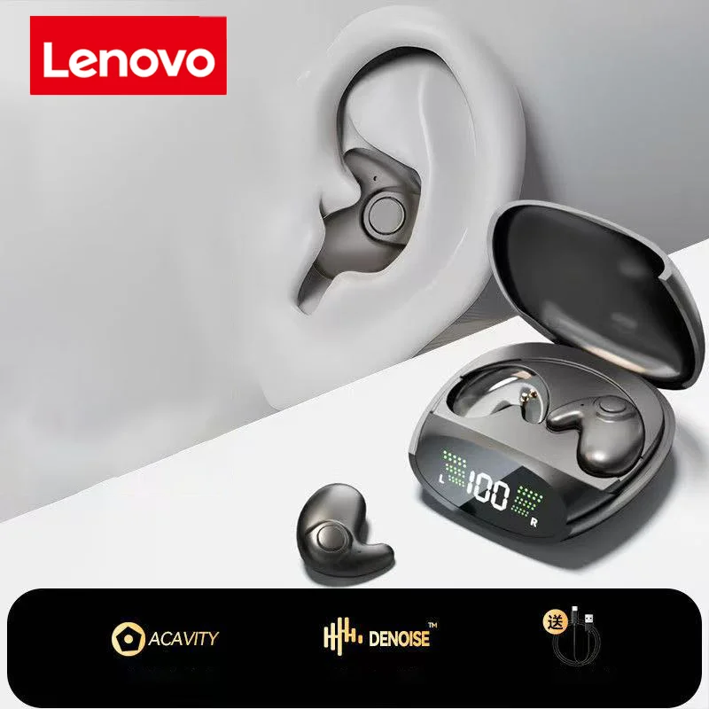 سماعات لينوفو ميني بون توصيل بلوتوث للألعاب، سماعات هاي فاي لاسلكية للنوم، سماعات أذن رياضية غير مرئية مقاومة للماء