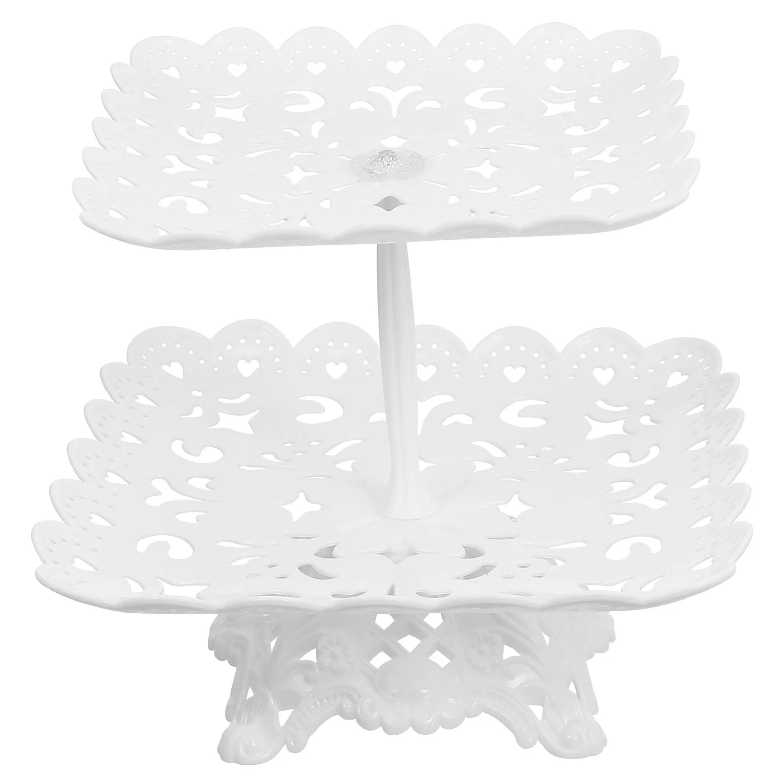 

Double Layer Cake Display Stand for Desserts Cupcakes and Pastries Large Capacity Elegant Serving Platter for Wedding Birthday