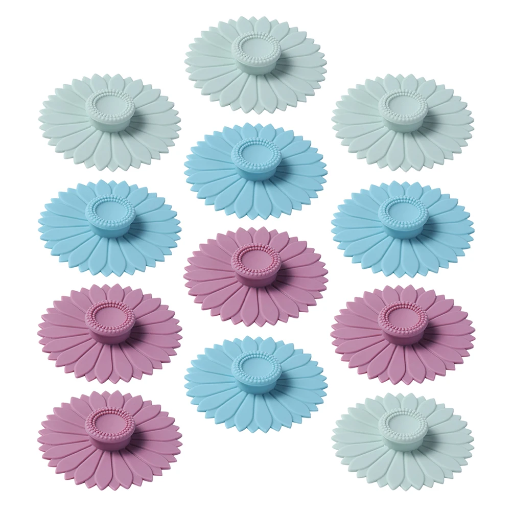 

12pcs Cup Lids Coffee Cup Cover Heat Resistant Universal Mug Covers Glass Ceramic Kitchen Bar Silicone Lid Round