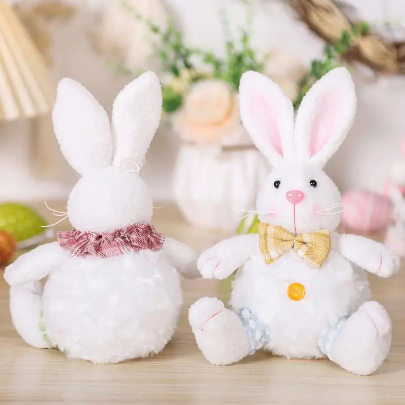 Bunny Tabletop Decor Kids Wielkanoc Wypchana lalka Wielofunkcyjne pluszowe na ścianę Stół Sypialnia Śliczne zabawki dla zwierząt na łóżeczko Szafka TV