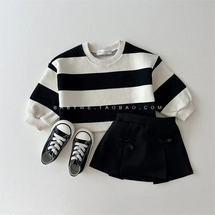 Baby Clothing Casual Solid Color Skirt 2024 Korean Style Girl Spring Autumn New Pleated Casual Simple Girls Sweet Skirt