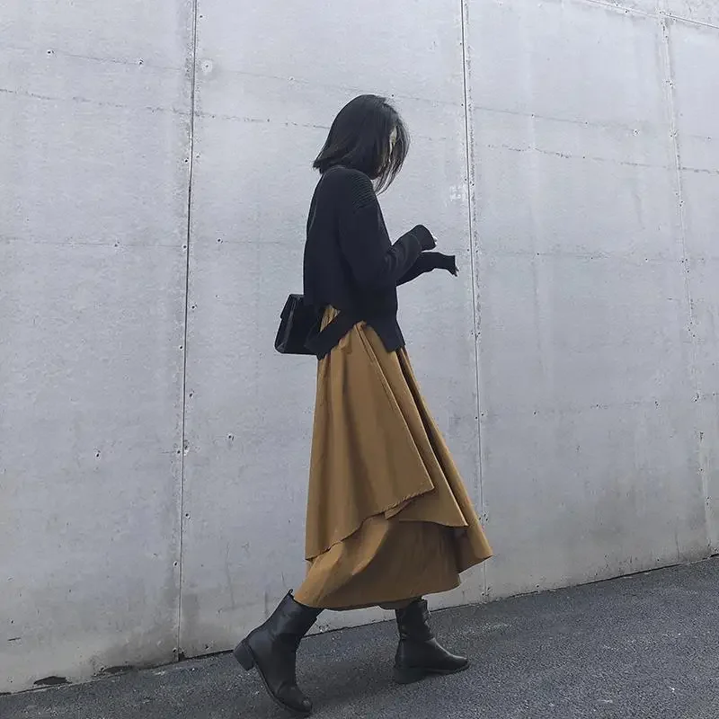 2024 gonna lunga irregolare alla moda donna autunno e inverno abbigliamento da strada coreano gonna Harajuku donne eleganti P662