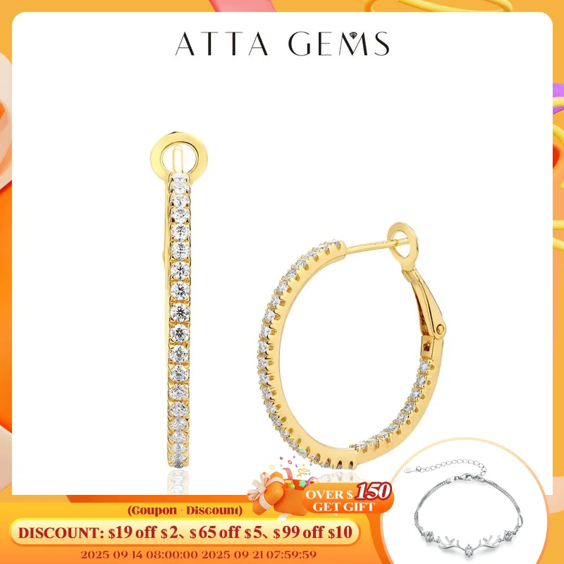 

Серьги-кольца женские из серебра 1,5 пробы с муассанитом, 925 мм