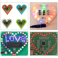 DIY Electronic Kit LED Flashing Heart Shape Breathing Lamp Marquee Light 8 Styles Soldering Practice for School Student Learning