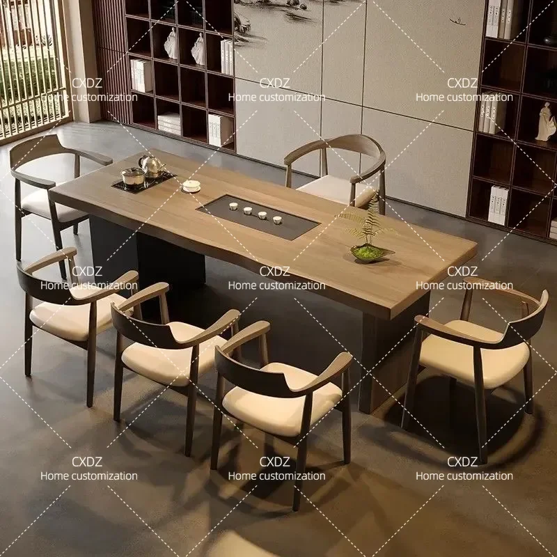 Simple Living Room Tea Table Household Embedded Integrated Kung Fu Tea Set Balcony Coffee Table and Chairs New Style