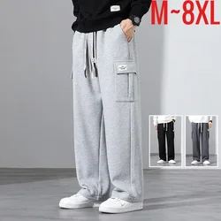 2026 New in Wide Leg Pants Men Autumn Straight Elastic Waist Baggy Cargo Trouser Male Relaxed Streetwear Sweatpant Plus Size Big
