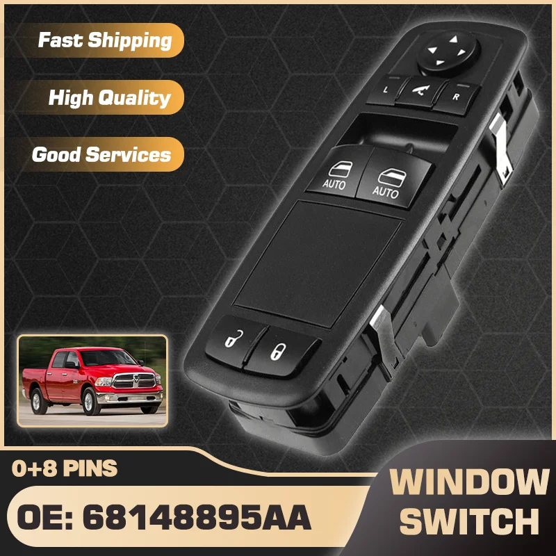 

For Dodge Ram 1500 2500 3500 2013 2014 2015 2016 LHD Power Master Window Control Switch Regulator Button 68148895AA 68148895AB