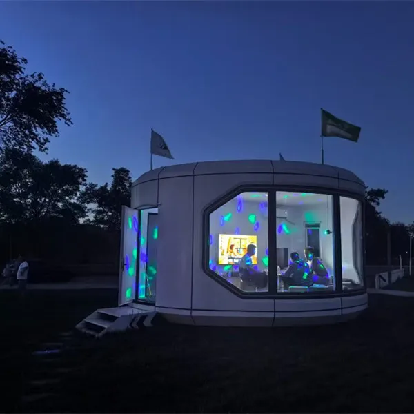 غرفة نوم واحدة، طراز فولاذي خفيف الجاهز، منزل مستدير، فيلا دائرية، منزل حاوية معياري جاهز للفندق #2