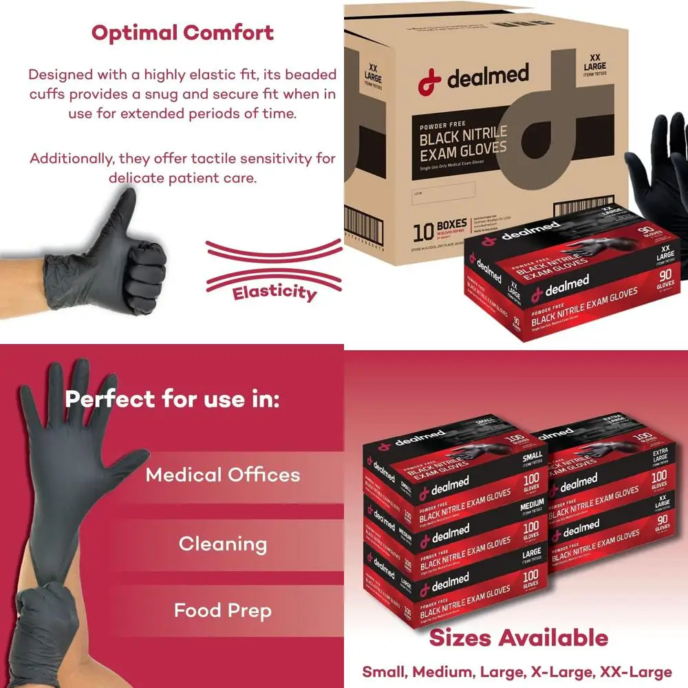 

Черные нитриловые перчатки для одноразового использования в медицинской и оказании первой помощи