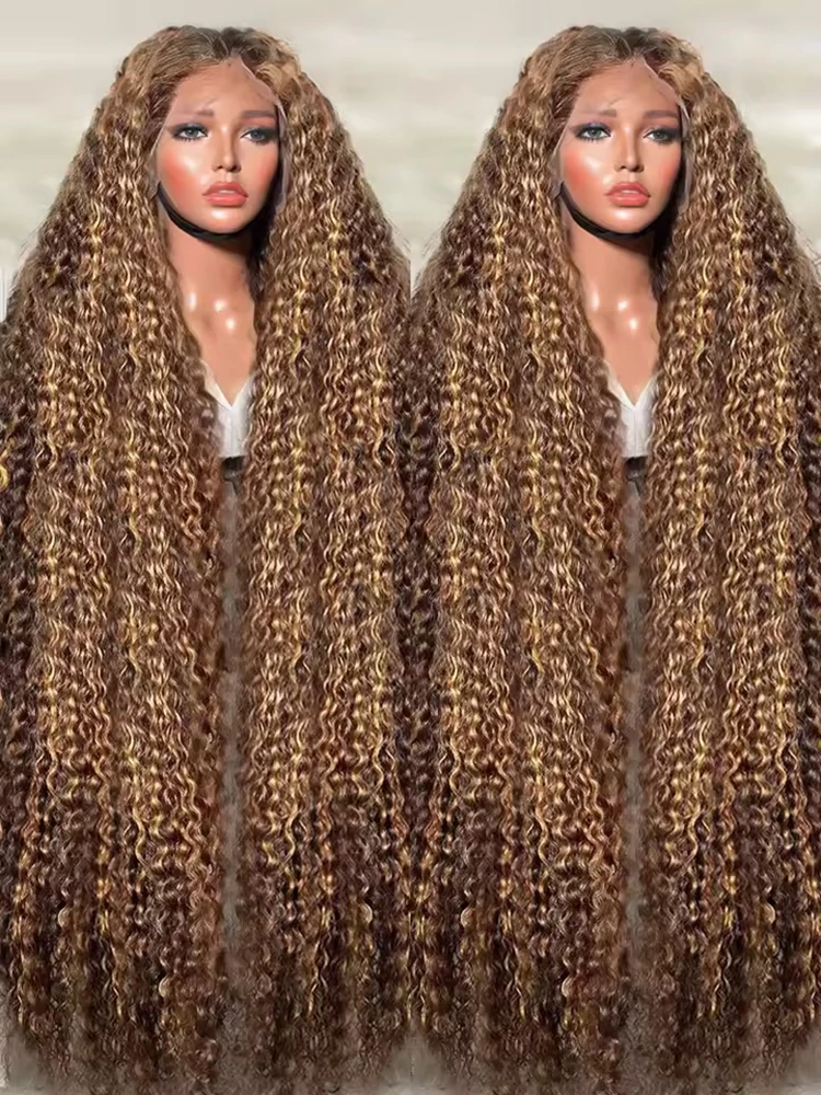 

300% High Density Curly Wig Highlight Ombre 13x4 7x5 Glueless Wigs Wear And Go 13x6 Lace Frontal Deep Wave Wig For Women Pre Cut