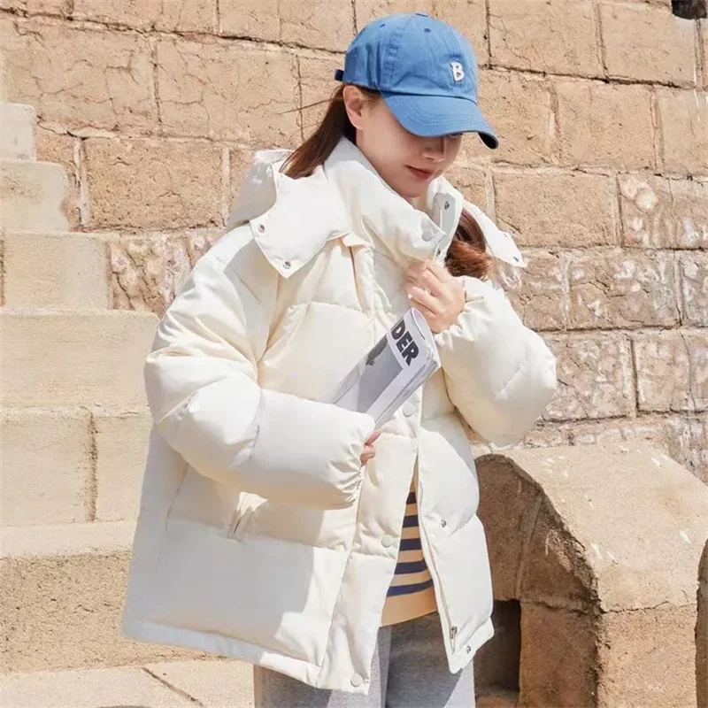 

New Western-Style Korean Version Student Cotton Jacket Women's Short Down Cotton Jacket Loose 2025 Winter Cotton Hooded Jacket
