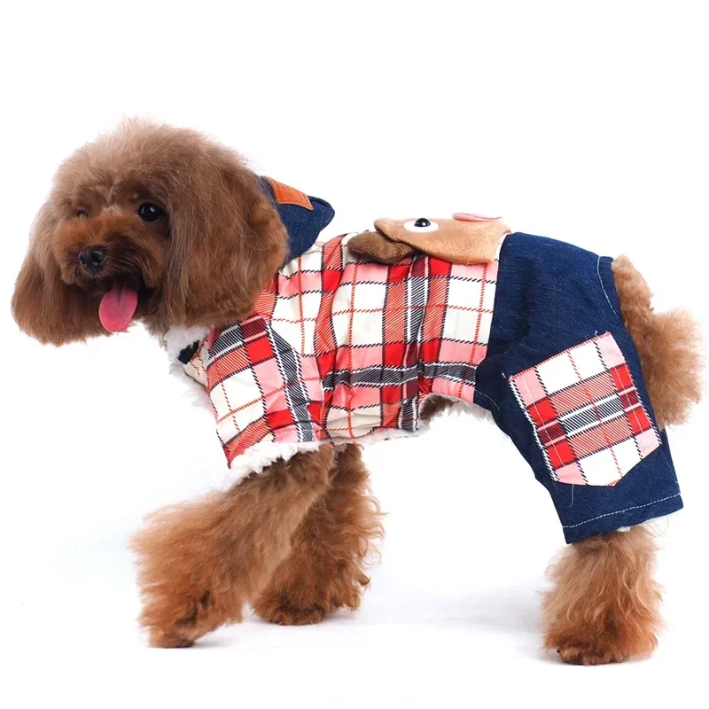 Winter Dog Clothes Pet Coat Jumpsuit Small Dog Costume Hoodie Coat Outfit Yorkie Yorkshire Poodle Pug French Bulldog Clothes