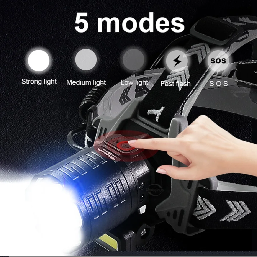 100000000LM 600 واط قوية LED كشافات مستشعر الأشعة تحت الحمراء قابلة للشحن رئيس مصابيح طويلة النار العلوي عالية الطاقة رئيس مصباح يدوي فانوس