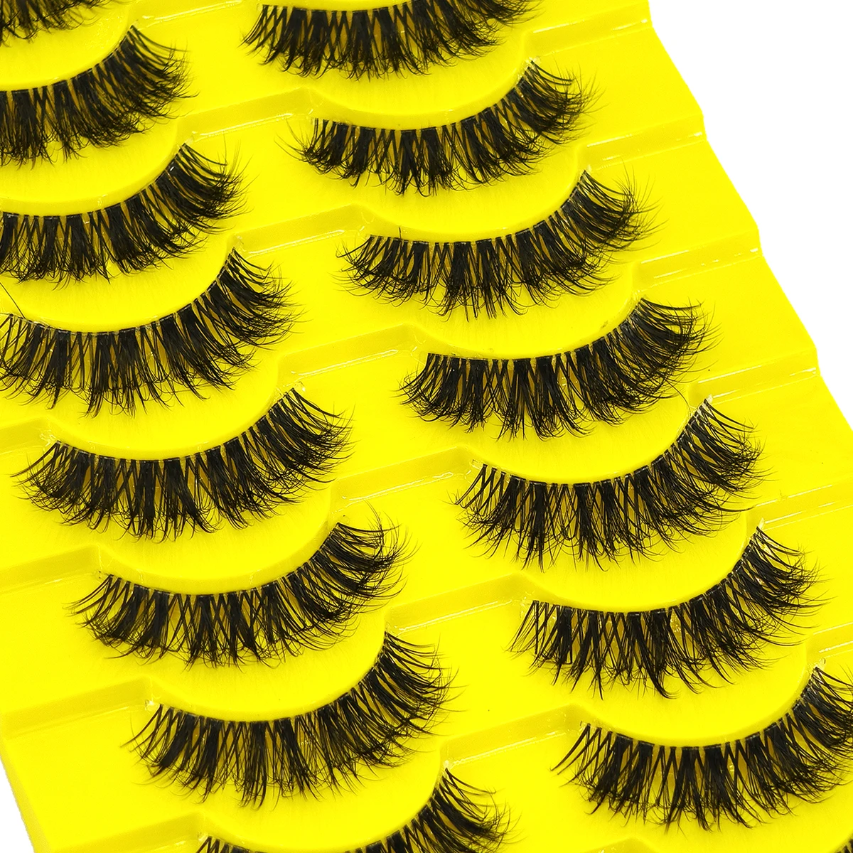 HBZGTLA 10paris 猫まつげふわふわミンクまつげナチュラルルックつけまつげ毎日のパーティーウェディング軽量再利用可能なメイクアップ