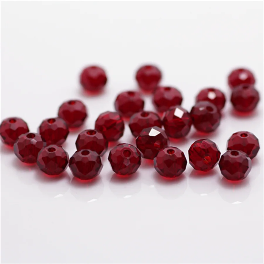 Isywaka Dark Red Colors 4*6mm 50pcs Rondelle  Austria faceted Crystal Glass Beads Loose Spacer Round Beads for Jewelry Making