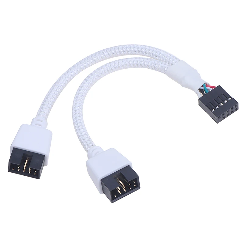 Audio HD Extension Cable For PC DIY 15cm Computer Motherboard USB Extension Cable 9 Pin 1 Female To 2 Male Y Splitter