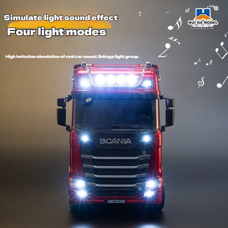 Mobil Rekayasa Remote Control Huina Scania 770S Model Mobil Campuran Kepala Trailer Mainan Anak-anak Rasio Penggerak Empat Roda 501D
