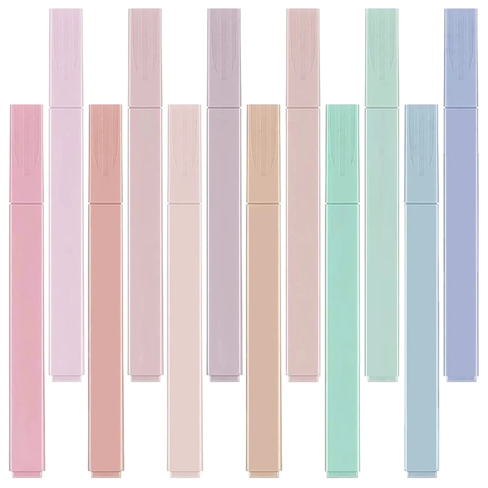 12 Pcs Double Ended Highlighter School Scrapbook Marker Supply Marking Pen Portable Compact Bookmark Bright Color Long Lasting