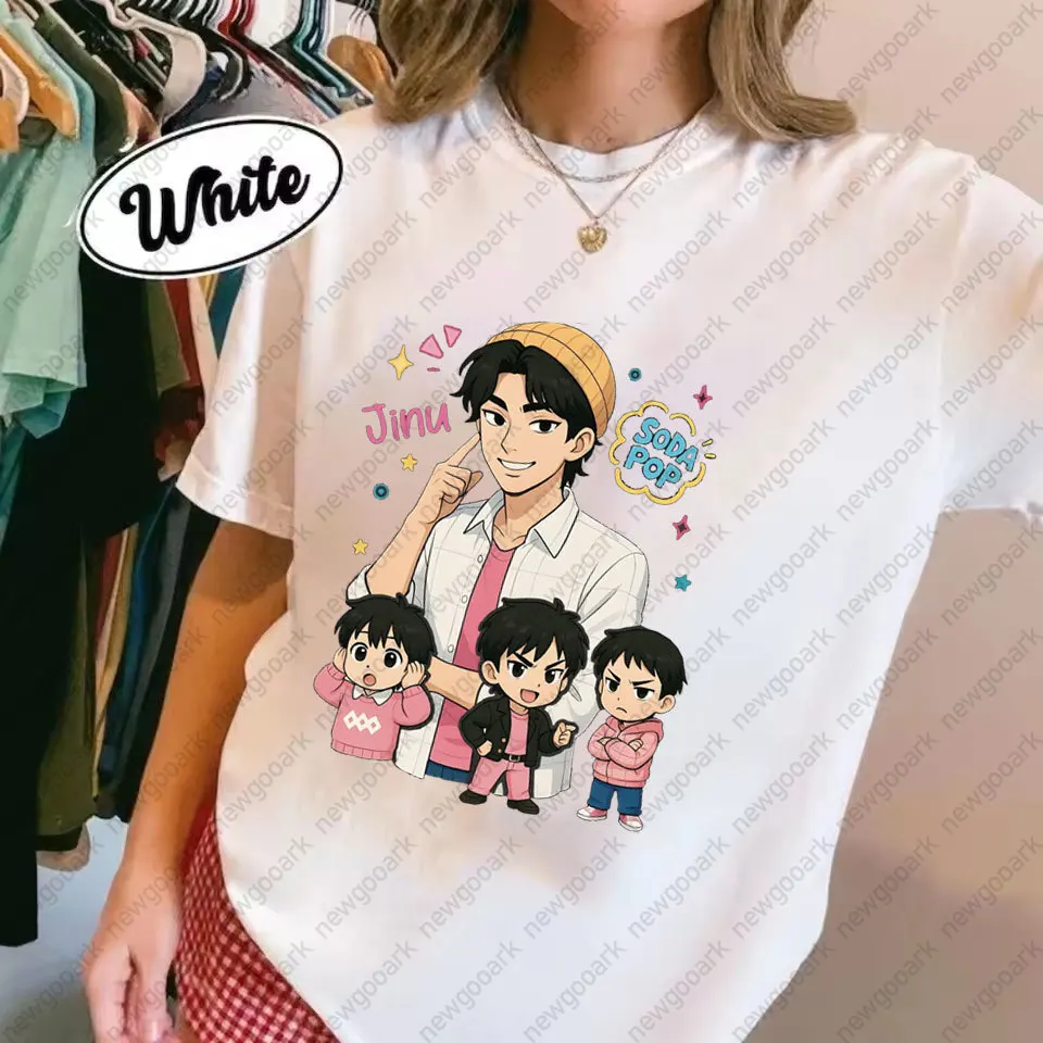 여름 여성 K팝 데몬 헌터 사자 보이즈 티셔츠 하라주쿠 O넥 캐주얼 셔츠 선물 의류 면 반팔 티셔츠 만화 Op 티