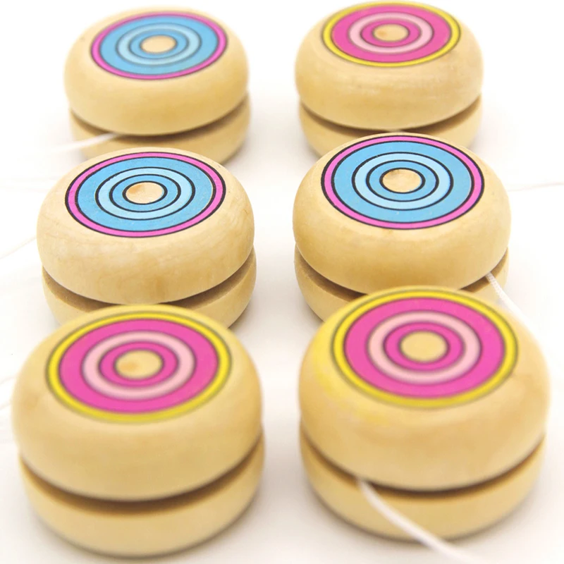 1-3PCS/Pack Random Color Circular Pattern Wooden Yoyo Ball Beginner Favors Balanced Training Balls Party Games Exercise Gift ZYF