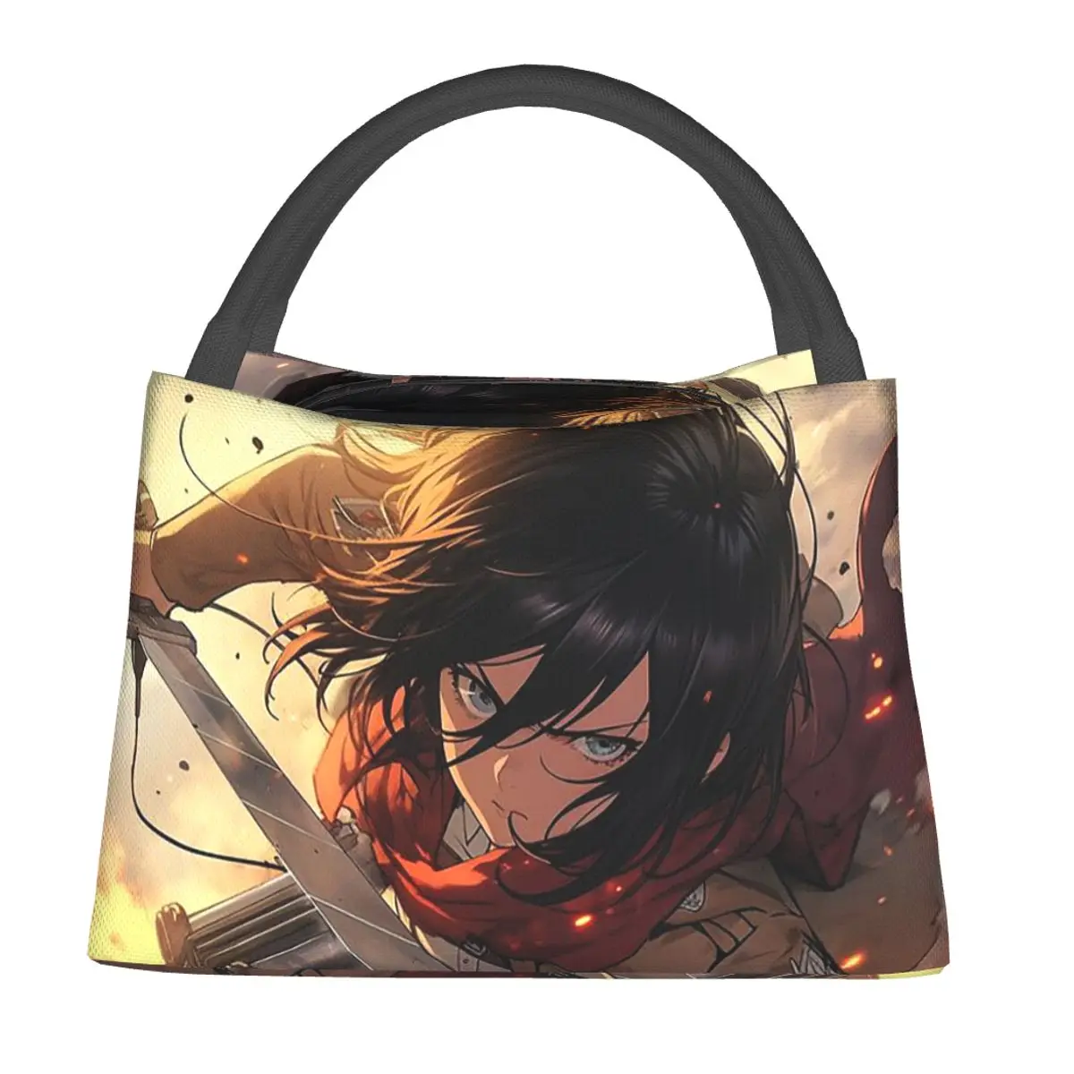 Anime Attack On Titan Mikasa Ackerman Insulated Lunch Bag for Women Kids Portable Food Boxes Thermal Lunch Box Tote