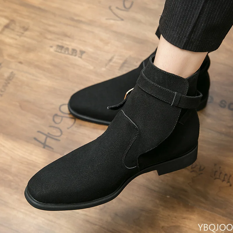 Fashion Men's Chelsea Boots 38-48 Design Fashion High Quality Imitation Suede Dress Dress Boots Winter Boots Handmade Ankle