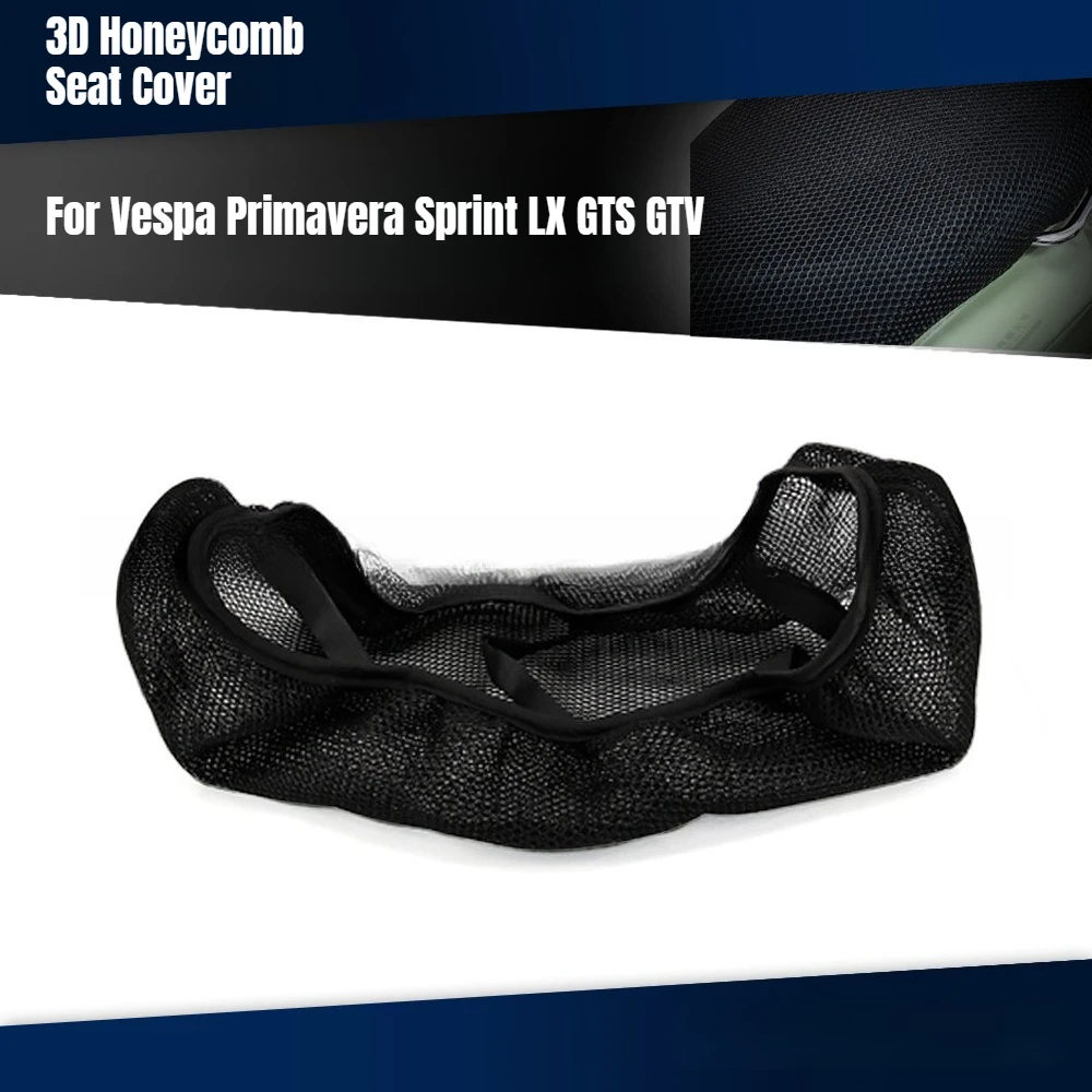 for Vespa Primavera Sprint  LX GTS GTV Motorcycle Anti-Slip 3D Mesh Fabric Seat Cover Breathable Waterproof Cushion Accessories