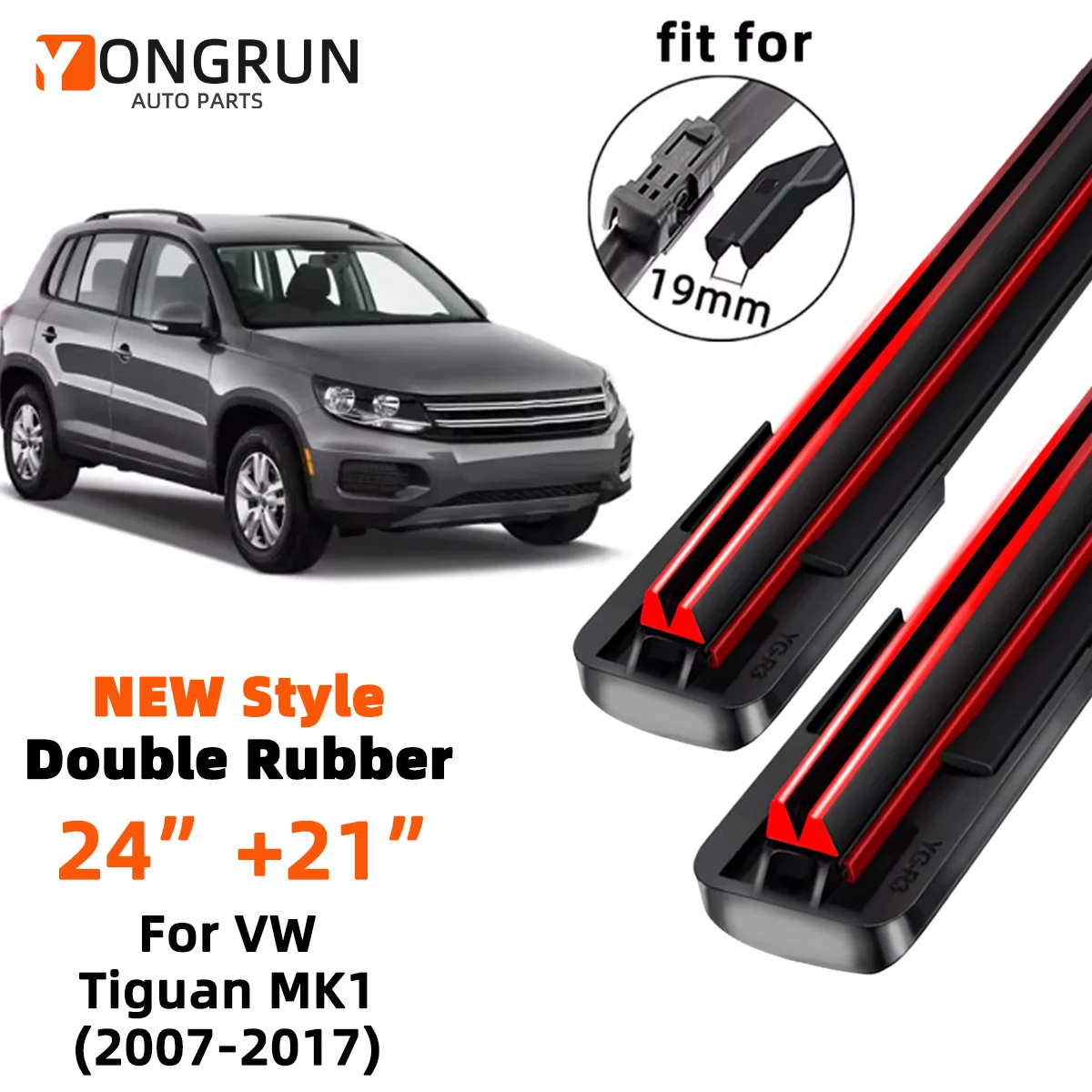 

Car Front Windshield Wipers For VW Tiguan MK1 2007-2017 Wiper Blade Rubber 24"+21" Car Windshield Windscreen Accessories