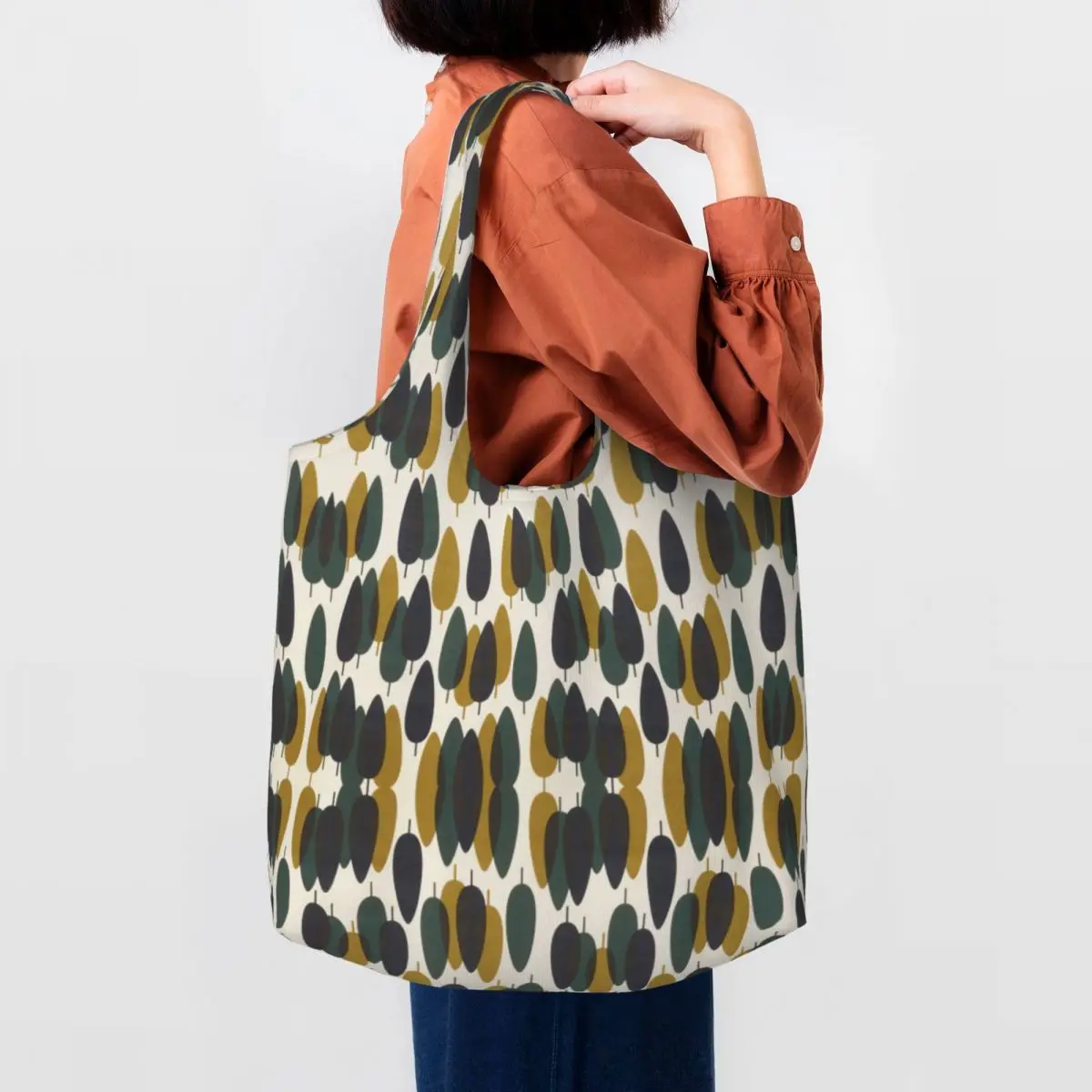 Custom Funny Printing Orla Kiely Alpine Forest Tote Shopping Bag Recycling Canvas Shoulder Shopper Bags Photography Handbags