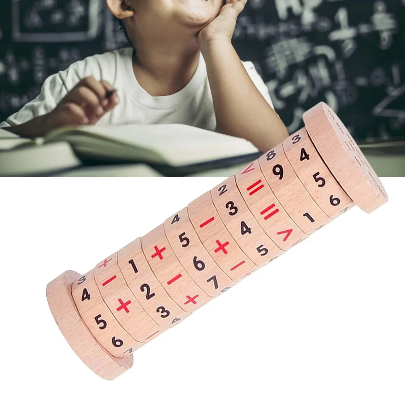 

Wooden Math Rotating Blocks Toy Counting Game DIY Mathematics Numbers Montessori for Toddler