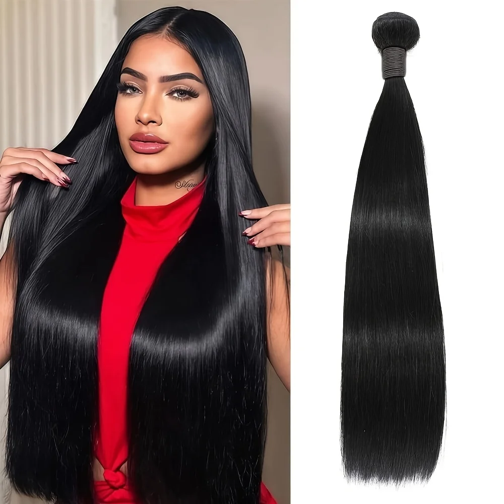 

Straight Human Hair Bundles Remy Grade Smooth Thick Ends Durable Weft Natural Straight Hair Weave Extensions Daily Styling Use
