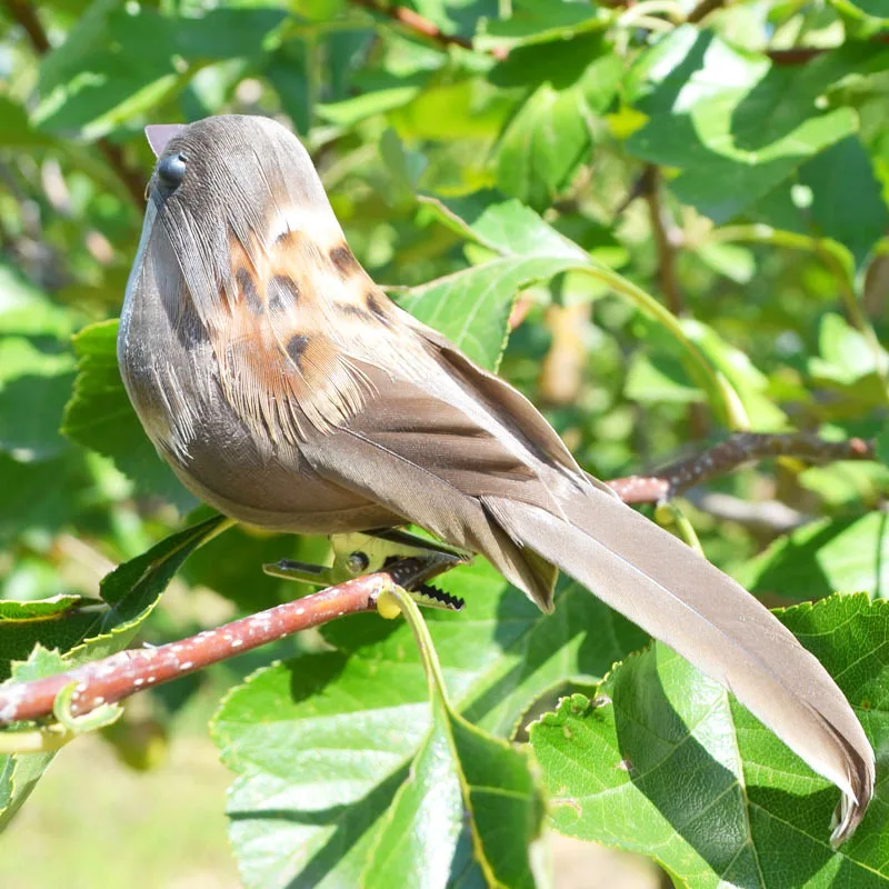 4 pces mini vividamente sparrow pena pássaros artificiais com clipe jardim decoração árvore ao ar livre quintal ornamentos cor aleatória