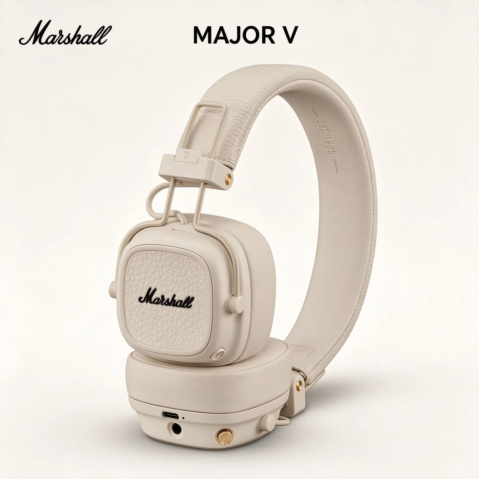 Marshall MAJOR V Bluetooth 5.3 Foldable Headphones, 100+hr Playtime, Multipoint Connection, Signature Marshall Rock Tuned Audio