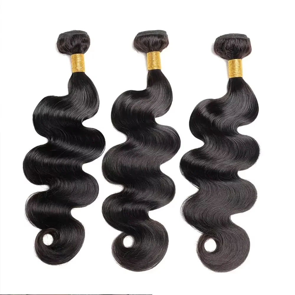 Rambut Ekstensi Body Wave 30 Inch, 100% Rambut Asli Hitam Alami 4/5 Pcs, Rambut Manusia Brasil Tanpa Proses, Double Weft Untuk Wanita
