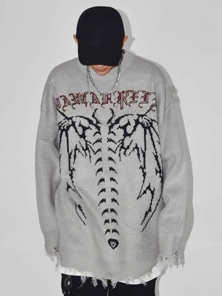 Maglione lavorato a maglia retrò da strada all'aperto stampato tendenza moda autunno e inverno per maglione caldo spesso sportivo allentato casual da uomo