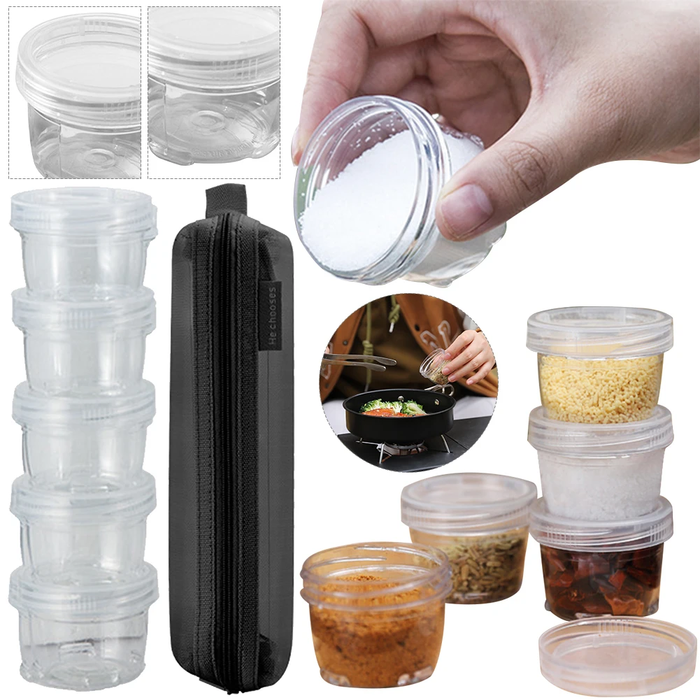 

5 Pcs Clear Portion Cups Lunch Box Accessories Dipping Sauce Cups with Leakproof Lid Condiment Cups For Salad Condiment