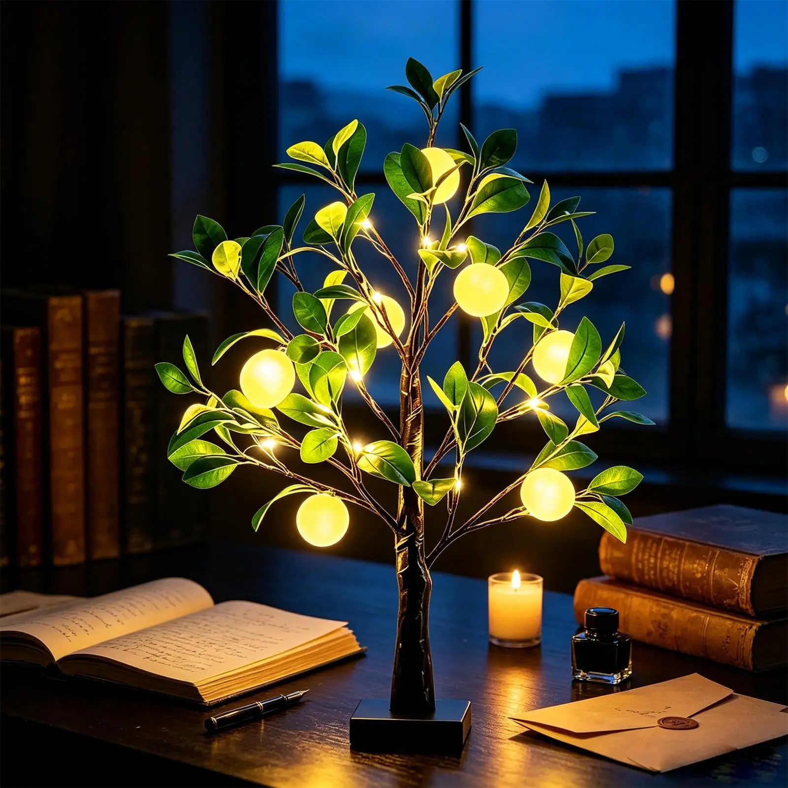 Decorative Table Lamps Compact Artificial Christmas Desk Nightlight Decorative Tree Lamp For Nightstand Bedside Office Desk