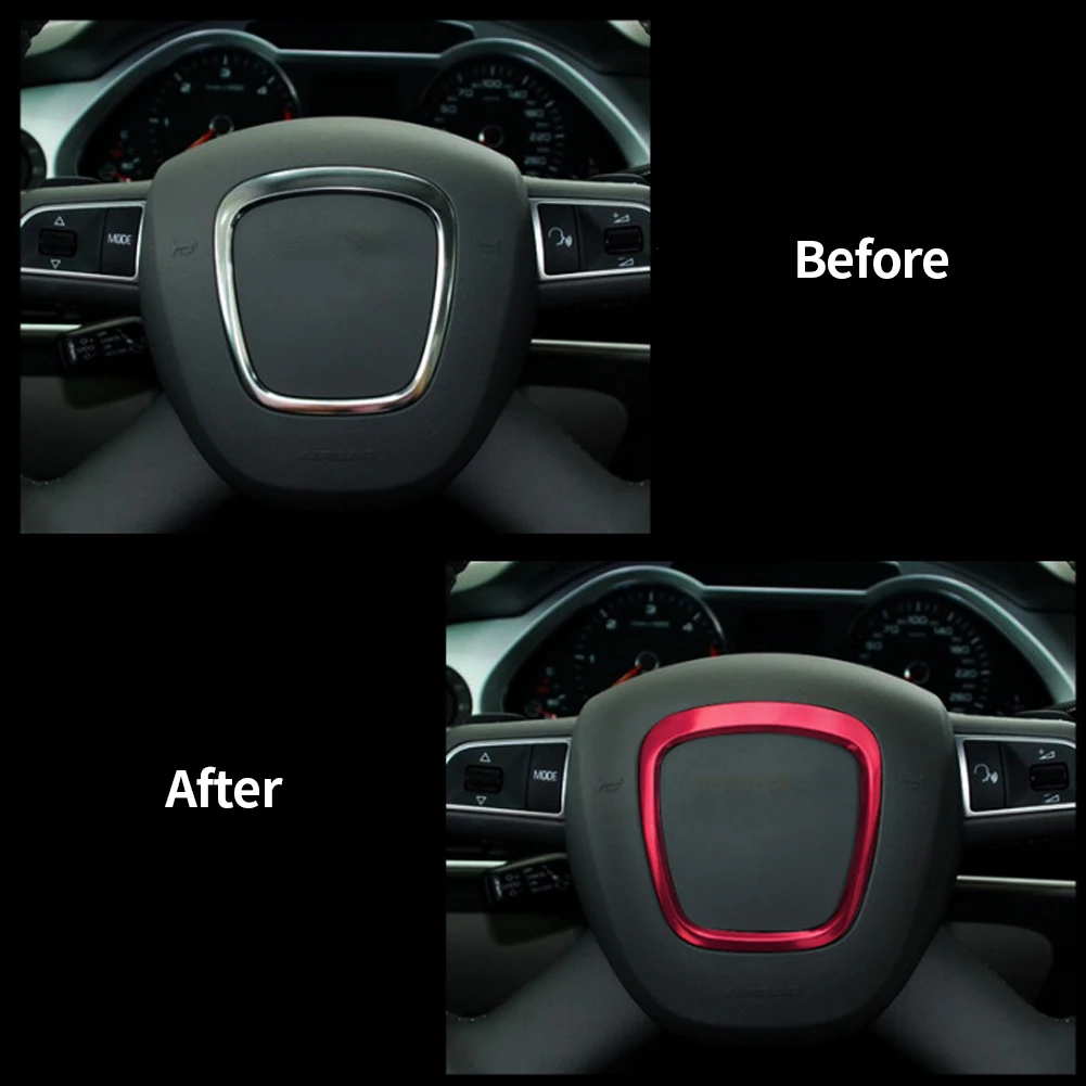 لأودي A4 B6 B7 B8 A6 C6 A5 Q7 Q5 A3 8P S3 8v اكسسوارات السيارات عجلة توجيه سيارة مركز الشعار يغطي ملصقات الكسوة الداخلية #4