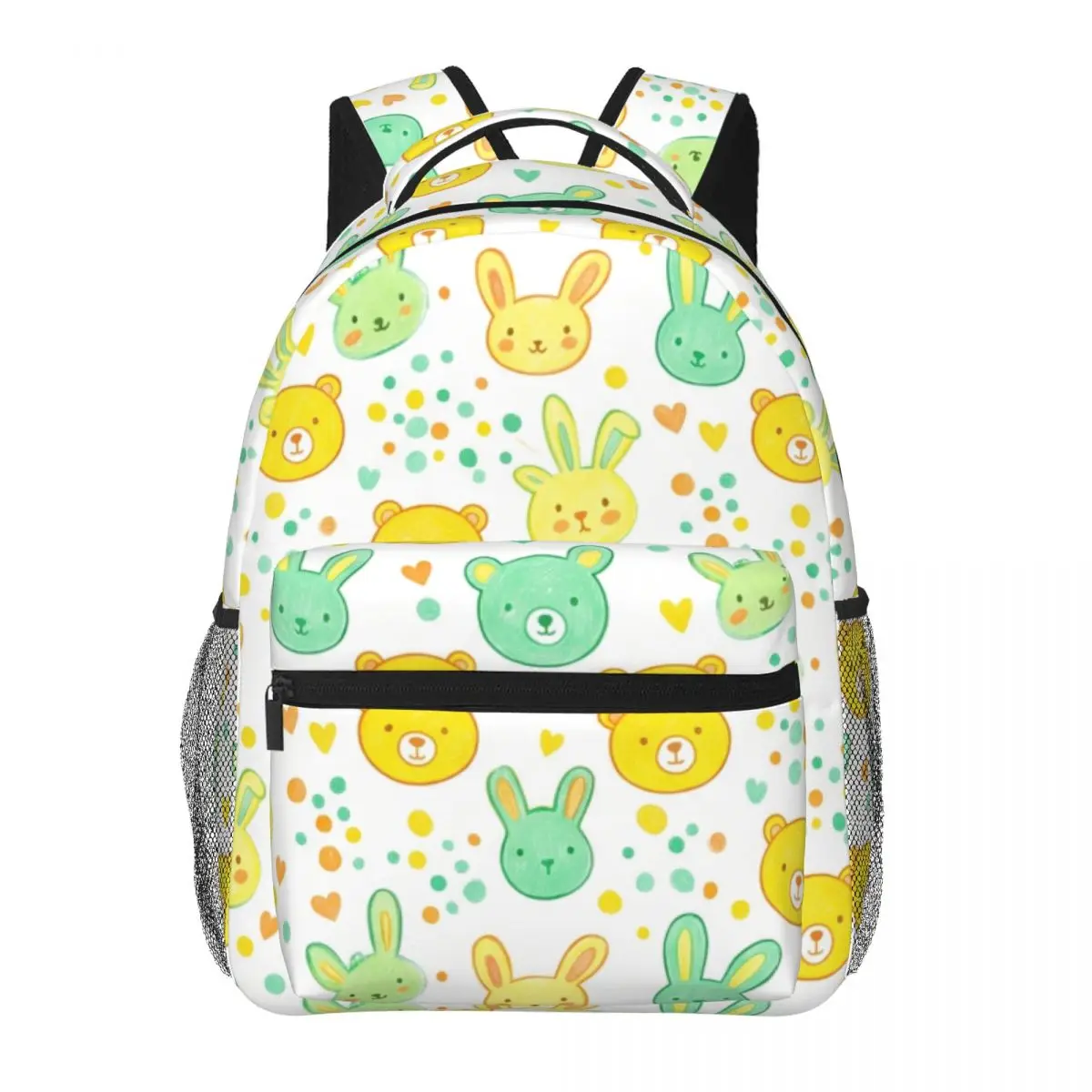 Cute School Backpack Mixed Bear Bunny Heart Soft Kawaii White Sunny Yellow Mint Sweet Bookbag for Girls Teens Daily School Kids