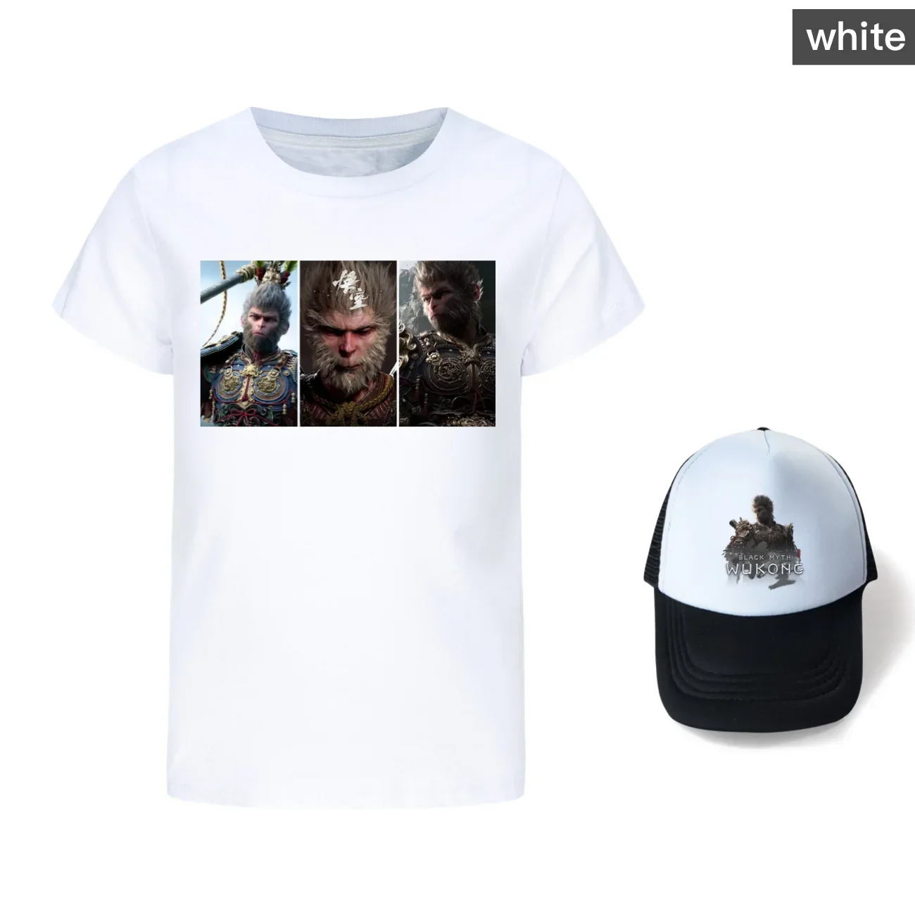 Kids Clothing Black Myth Wukong Game T Shirt Children Summer Short Sleeve Tops &sunhat Boys Casual Tees Girls Cotton Clothes3744