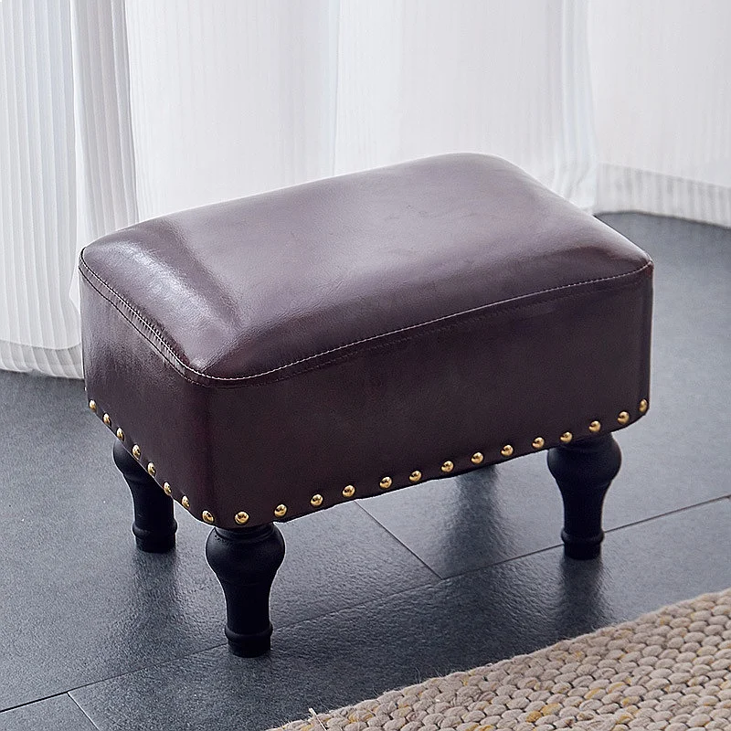 Creative Velvet Stool Luxury PU Leather Small Ottoman Modern Piano Stool Dressing Bench Entryway Shoe Changing Seat