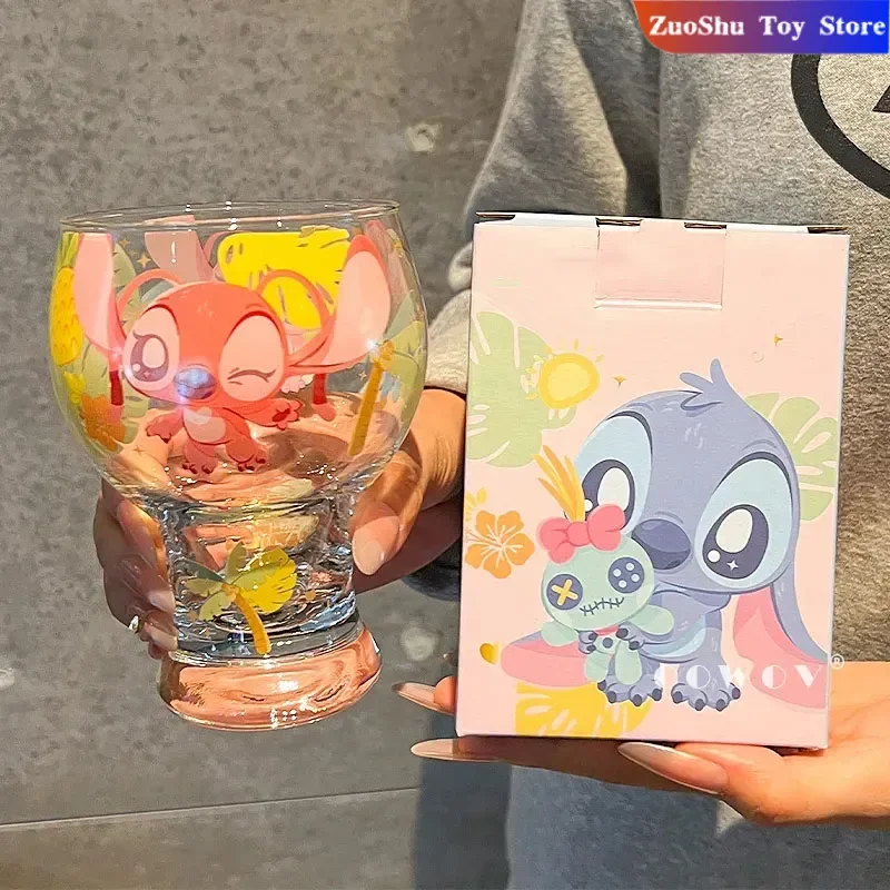 

New Stitch Cup Anime Cold Drink Cup Cute Cartoon Durable Glass Juice Cup Summer Beer Glass Mug Perfect Gift