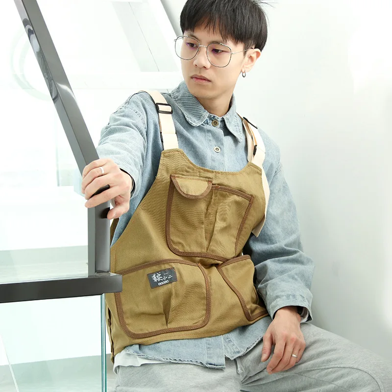 Creative Vest Apron Industrial Style Neutral Coffee And Milk Tea Shop Fashionable Work Clothes Daily Casual Cover Up