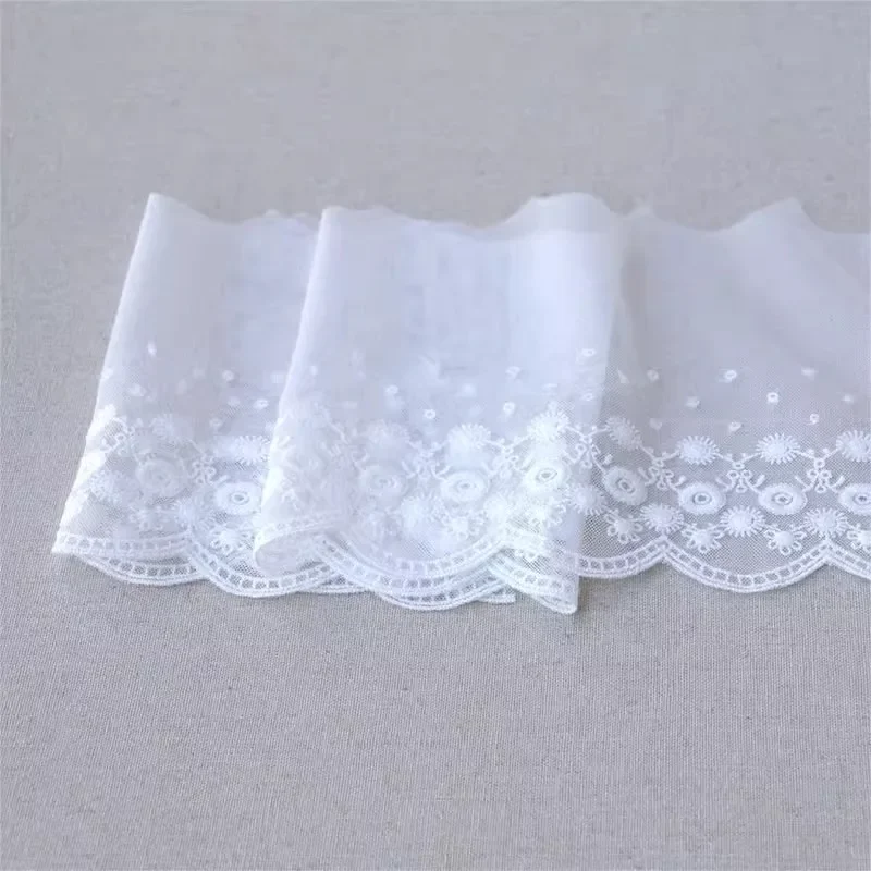 (1 yards/roll)White  lace fabric 2024 high quality mesh embroidery trims handmade decorative materials DIY skirts curtains edges