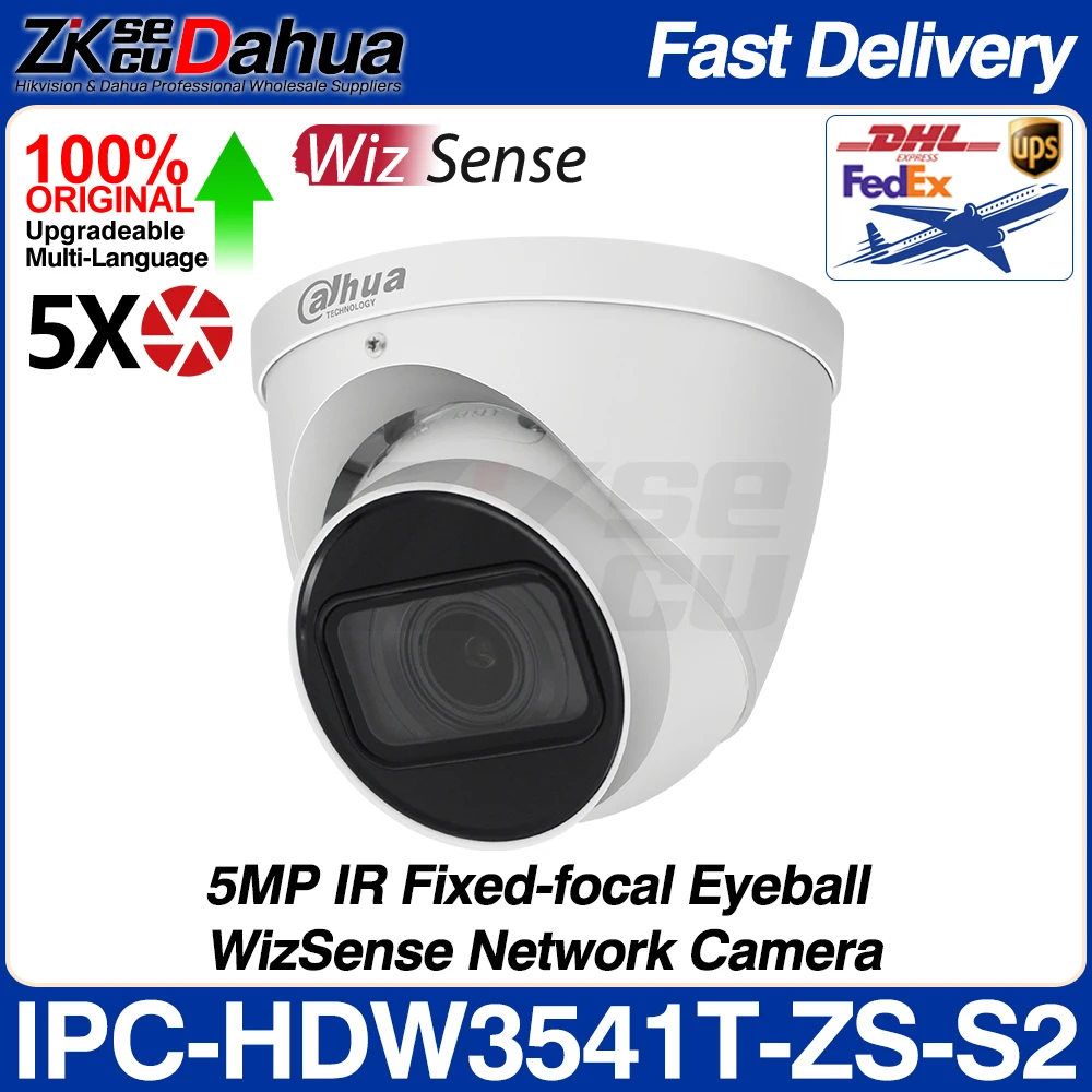 

Dahua Original IPC-HDW3541T-ZS-S2 5MP 5X Zoom Eyeball WizSense Network IP Camera IR 40M MIC SD Slot IVS SMD4.0 AI SSA POE IP67